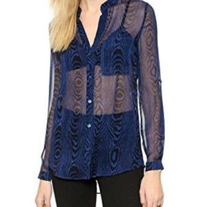 Diane Von Furstenberg Silk Sheer Blouse Size 4